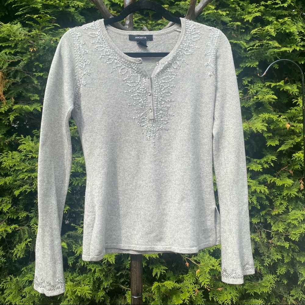 ARDEN B Grey 85% Silk 15% Cashmere M Sparkle
